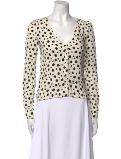 Pre-owned Reformation Polka Dot Print V-neck Blouse In Neutral
