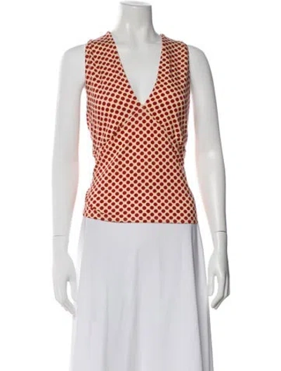 Pre-owned Reformation Polka Dot Print V-neck Top In Multi