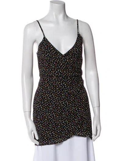 Pre-owned Reformation Polka Dot Print V-neck Tunic In Black