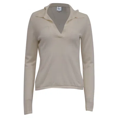 Pre-owned Reformation Polo Sweater In Cream Merino Wool In White