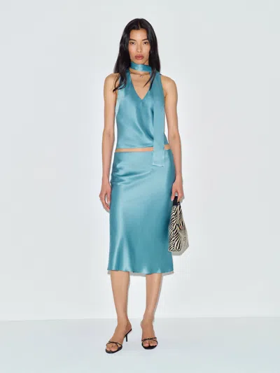 Reformation Pomelle Silk Two Piece Blue Xs