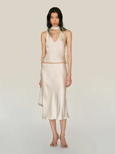 Reformation Pomelle Silk Two Piece Ivory Large In White