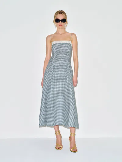 Reformation Pomona Linen Dress Grey 12 In Blue