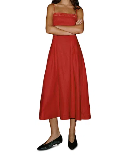 Reformation Pomona Linen Dress In Red