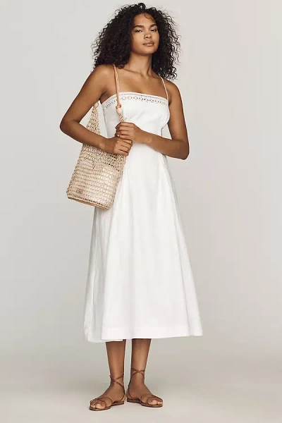 Reformation Pomona Linen Midi Dress In White