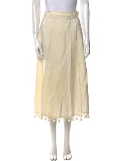Pre-owned Reformation Pom-pom Embellishments Midi Length Skirt In Neutral