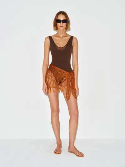 Reformation Pontia One Piece Swimsuit Brown Xs