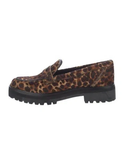 Pre-owned Reformation Ponyhair Animal Print Loafers In Brown