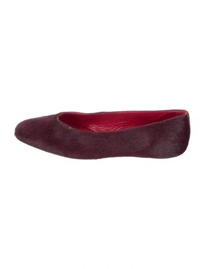 Pre-owned Reformation Ponyhair Ballet Flats In Burgundy