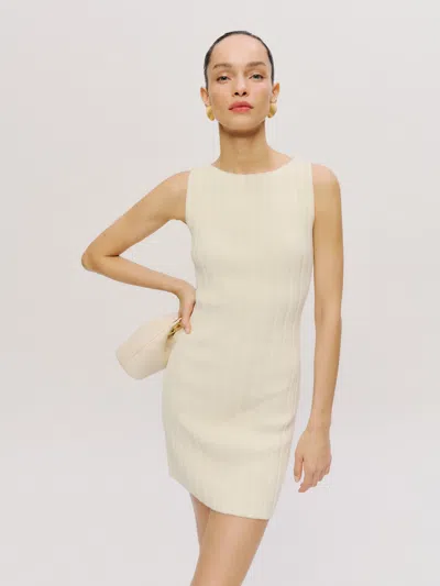 Reformation Poppy Ribbed Mini Dress In Fior Di Latte