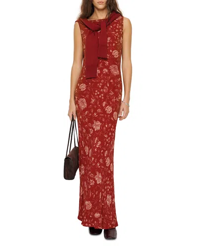 Reformation Prescott Floral-print Chiffon Maxi Dress In Red