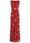 Reformation Prescott Floral-print Chiffon Maxi Dress In Red