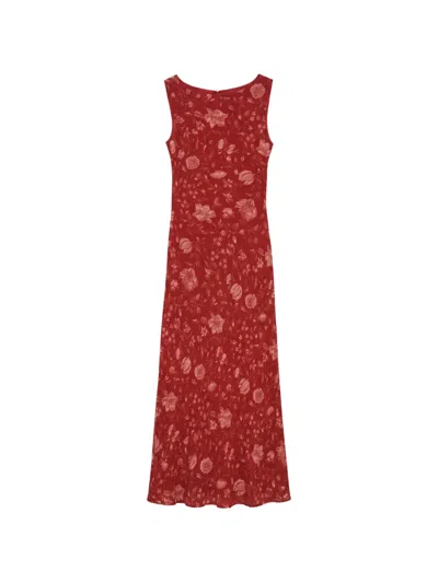 Reformation Prescott Floral-print Maxi Dress In 레드