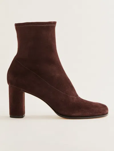 Reformation Presley Ankle Boot In Espresso Stretch Suede