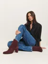 Reformation Presley Ankle Boot In Ruby Stretch Suede