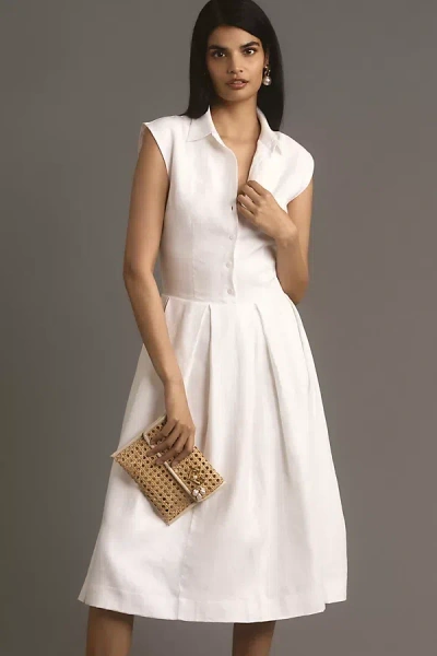 Reformation Prim Linen Midi Dress In White