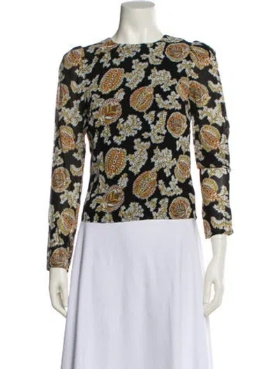Pre-owned Reformation Printed Crew Neck Blouse In Blue