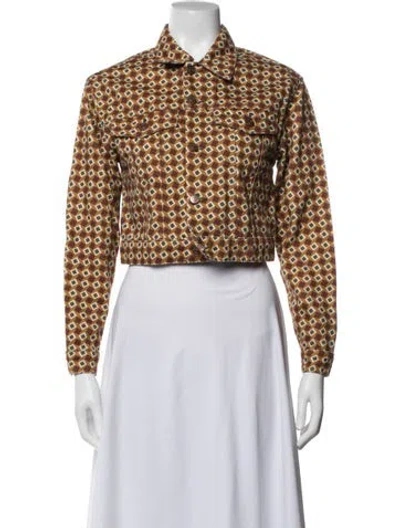 Pre-owned Reformation Printed Evening Jacket In Brown