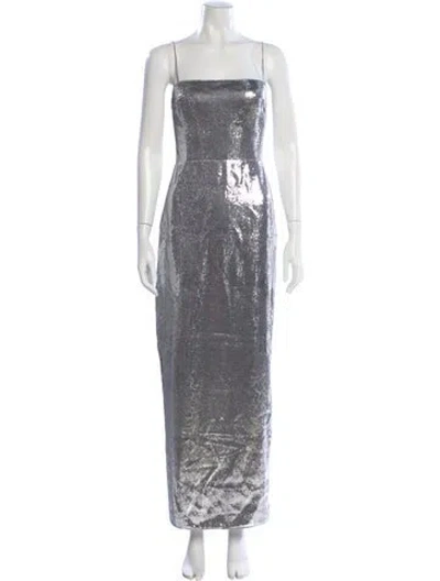 Pre-owned Reformation Printed Long Dress In Gray