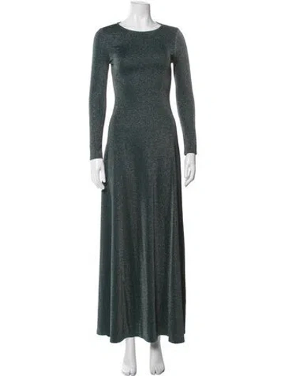 Pre-owned Reformation Printed Long Dress In Green