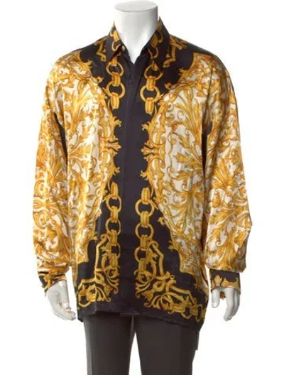 Pre-owned Reformation Printed Long Sleeve Shirt In Yellow