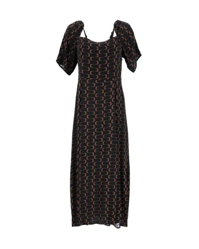 Reformation Printed Midi Dress In Black Viscose