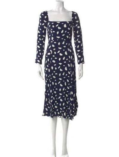 Pre-owned Reformation Printed Midi Length Dress In Blue