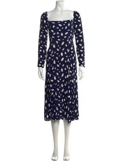 Pre-owned Reformation Printed Midi Length Dress In Blue