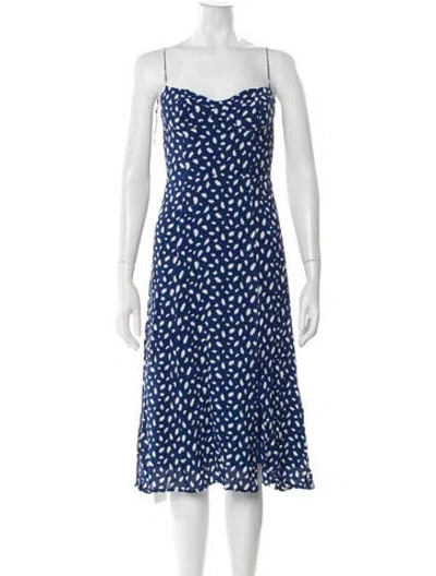 Pre-owned Reformation Printed Midi Length Dress In Blue