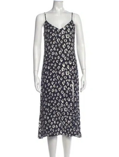 Pre-owned Reformation Printed Midi Length Dress In Blue
