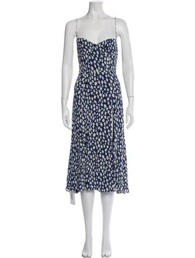 Pre-owned Reformation Printed Midi Length Dress In Blue