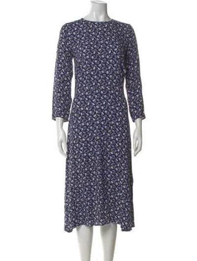 Pre-owned Reformation Printed Midi Length Dress In Blue