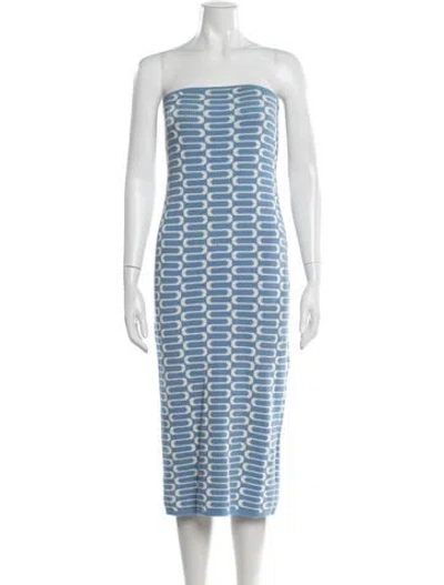 Pre-owned Reformation Printed Midi Length Dress In Blue/white
