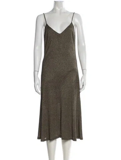 Pre-owned Reformation Printed Midi Length Dress In Gold