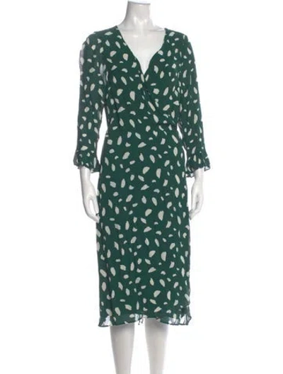 Pre-owned Reformation Printed Midi Length Dress In Green