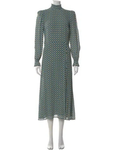 Pre-owned Reformation Printed Midi Length Dress In Green