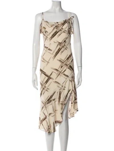 Pre-owned Reformation Printed Midi Length Dress In Neutral