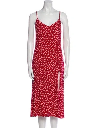 Pre-owned Reformation Printed Midi Length Dress In Red