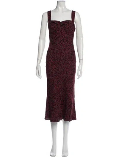 Pre-owned Reformation Printed Midi Length Dress In Red