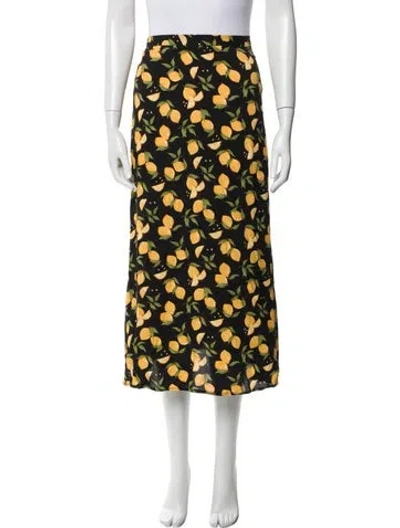 Pre-owned Reformation Printed Midi Length Skirt In Black