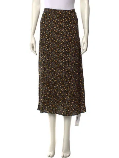 Pre-owned Reformation Printed Midi Length Skirt In Black