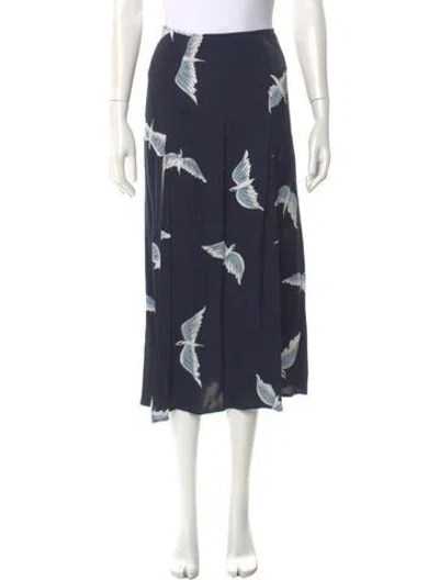 Pre-owned Reformation Printed Midi Length Skirt In Blue