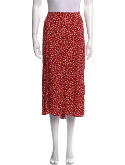 Pre-owned Reformation Printed Midi Length Skirt In Red