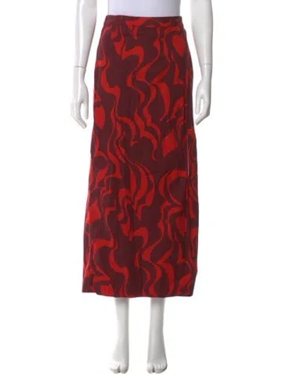Pre-owned Reformation Printed Midi Length Skirt In Red