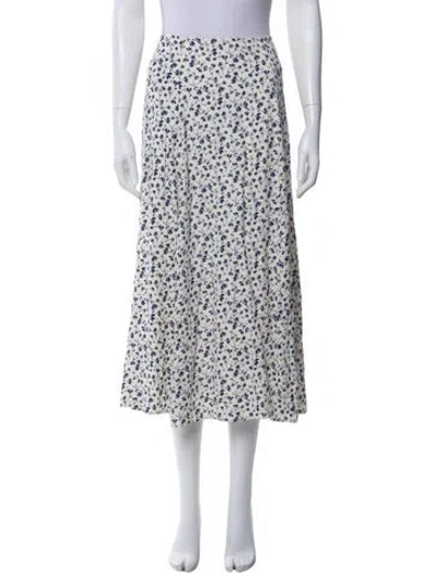 Pre-owned Reformation Printed Midi Length Skirt In White