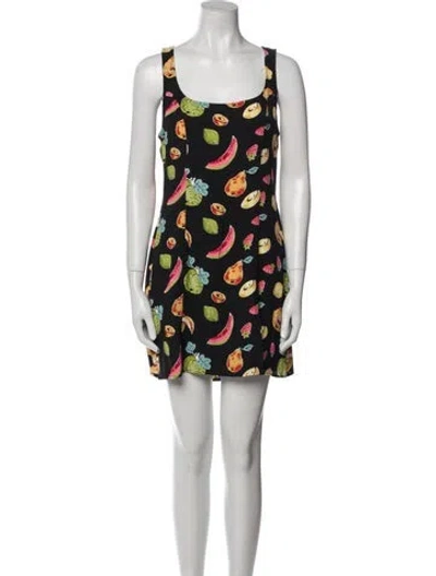 Pre-owned Reformation Printed Mini Dress In Black