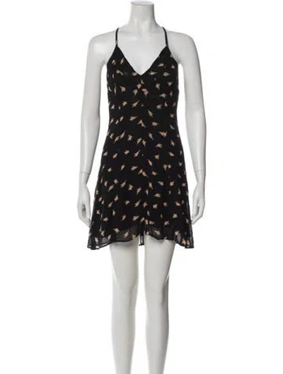 Pre-owned Reformation Printed Mini Dress In Black