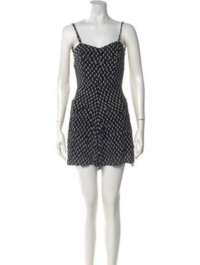Pre-owned Reformation Printed Mini Dress In Black