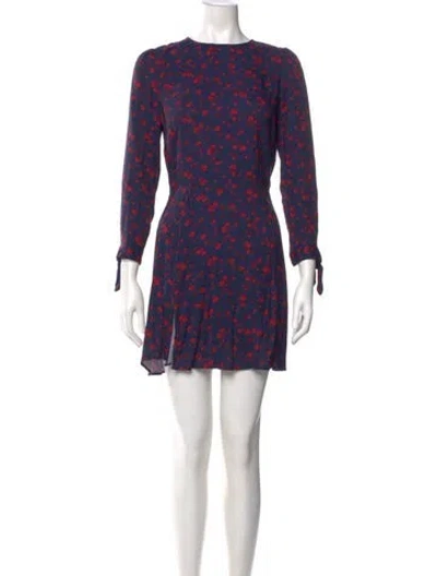 Pre-owned Reformation Printed Mini Dress In Blue