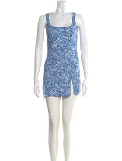 Pre-owned Reformation Printed Mini Dress In Blue